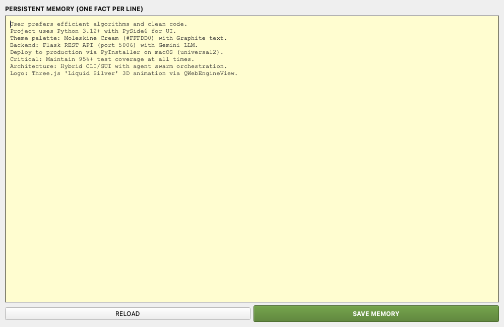 Agent Memory — persistent long-term facts editor