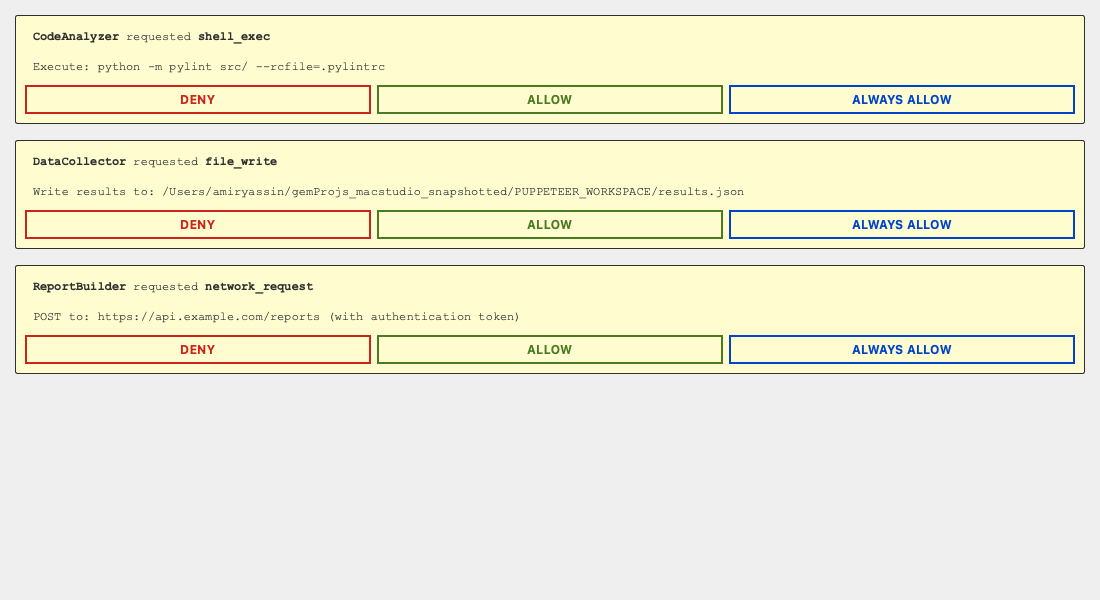 Permission Requests — human-in-the-loop approval queue